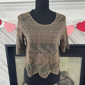 Say What? Medium Green‎ Lace Crop Top